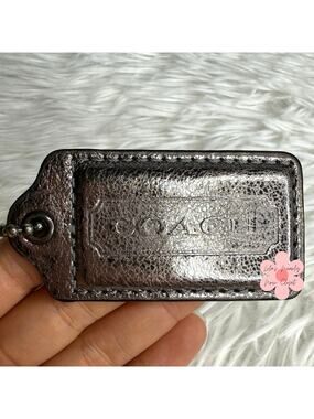 2.5" COACH Silver Fob Bag Charm Hang tag Hangtag